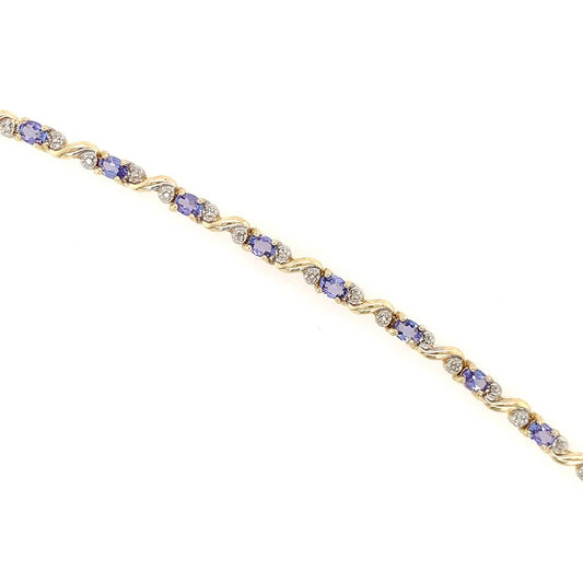 Estate 10K Tanzanite & Diamond Bracelet