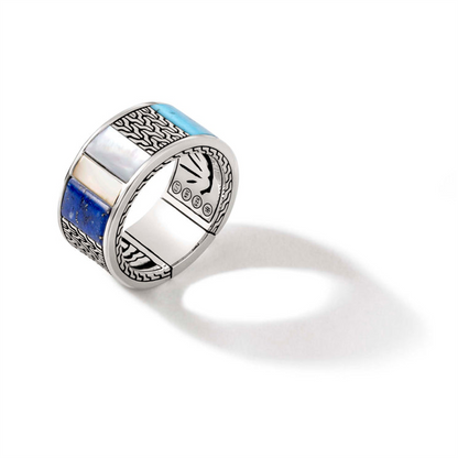 John Hardy Carved Gemstones Chain Ring