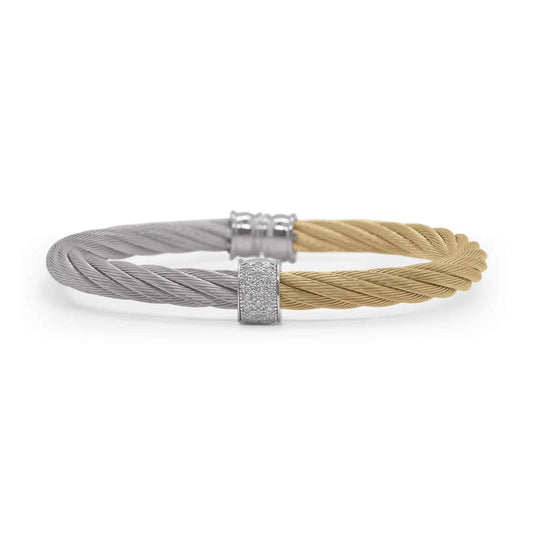 Alor Grey & Yellow Cable Cuff With Diamond Station