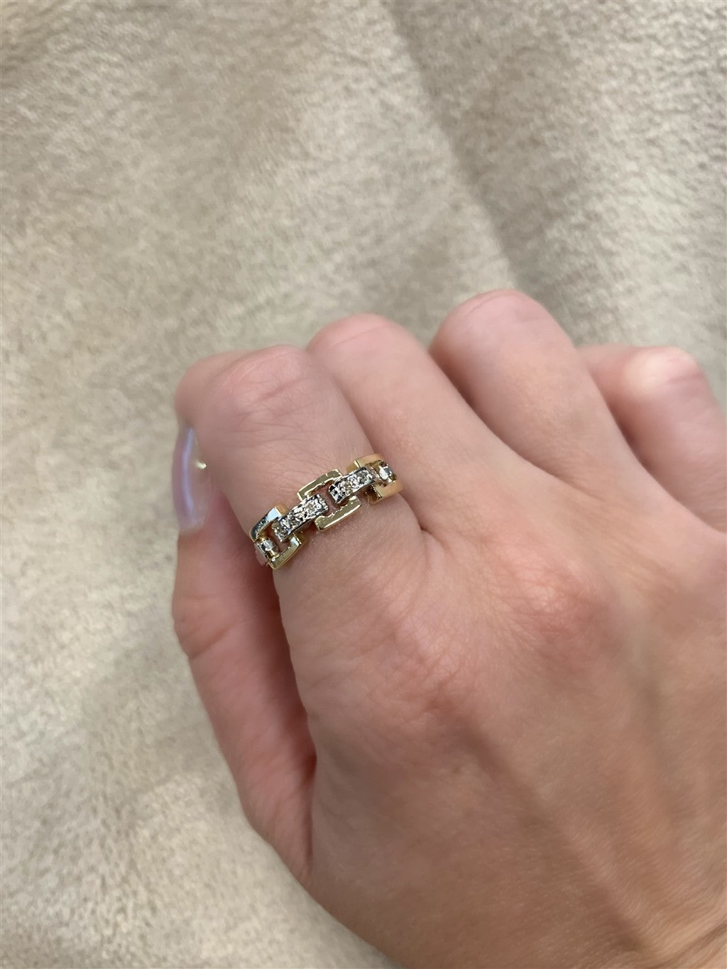 Estate Gold Two Tone 3 Station Diamond Ring