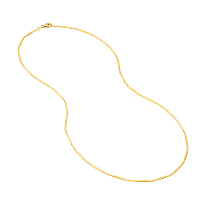 Gold 16" Diamond Cut 3 Bead 1 Bar Chain