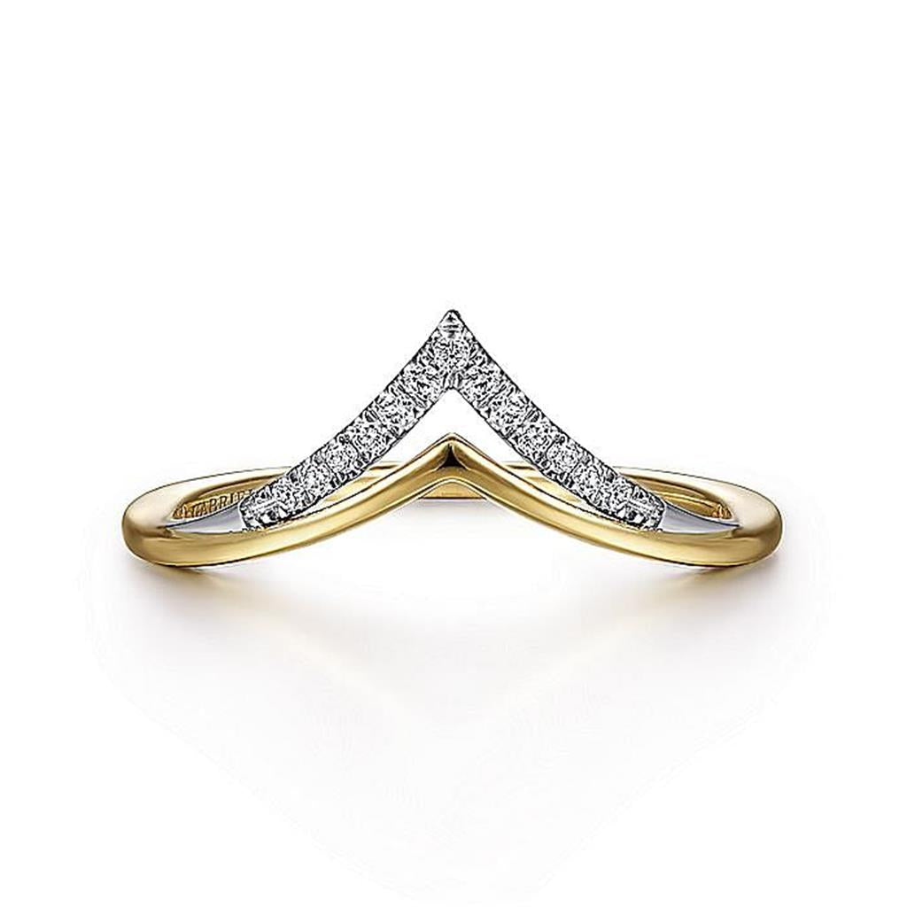 Gabriel 14Ky Chevron Style Diamond Band