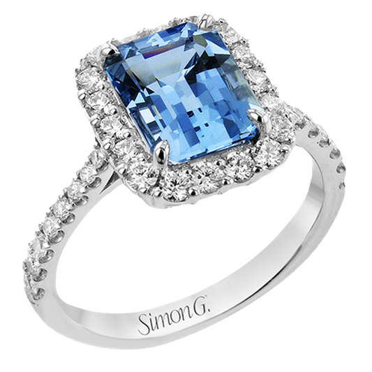 Simon G. Emerald Cut Aquamarine Ring