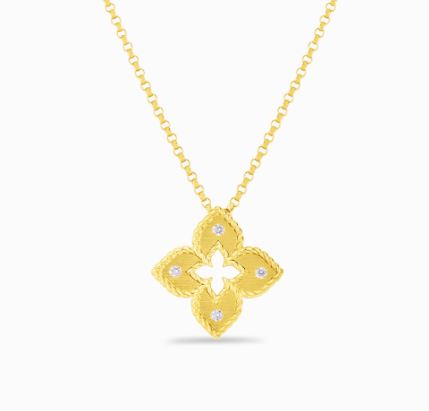 Roberto Coin Diamond Petite Venetian Princess Flower Pendant