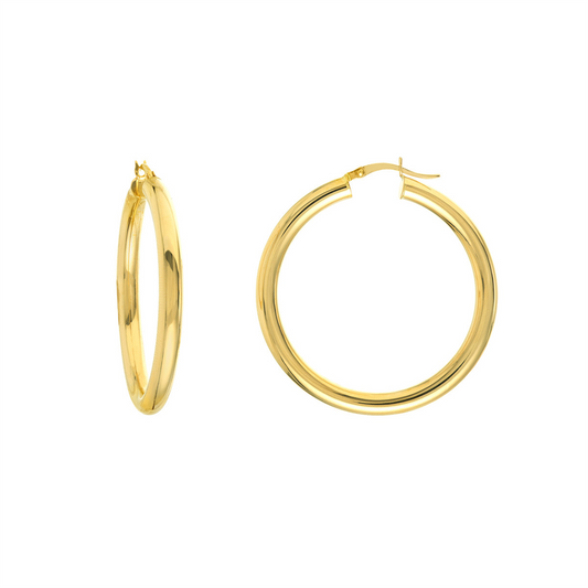 Rolland's Design Gold Round Tube Polished Hoop Earrings