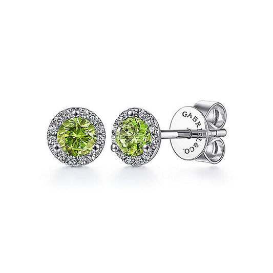 Gabriel Diamond Halo & Peridot Stud Earrings