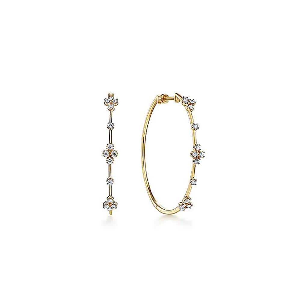 Gabriel Round Diamond Hoop Earrings