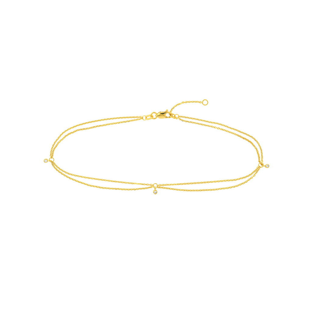 Rolland's Designs 14K Yellow Gold Diamond Anklet Bracelet