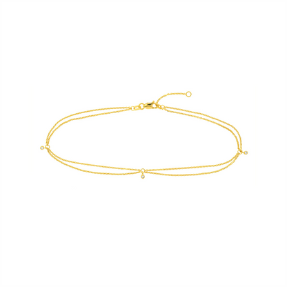 Rolland's Designs 14K Yellow Gold Diamond Anklet Bracelet