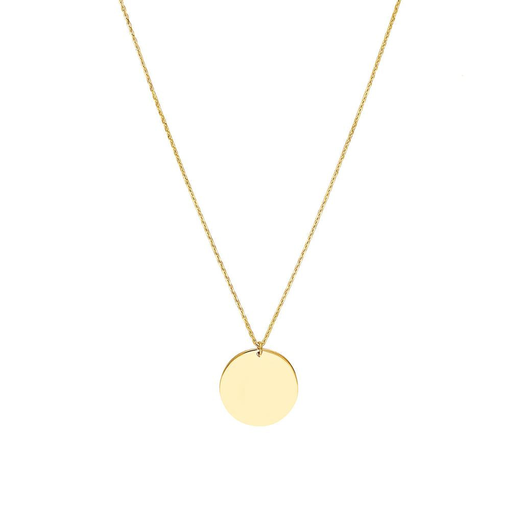 14k 13mm Engraveable Round Disc Pendant