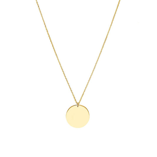 14k 13mm Engraveable Round Disc Pendant