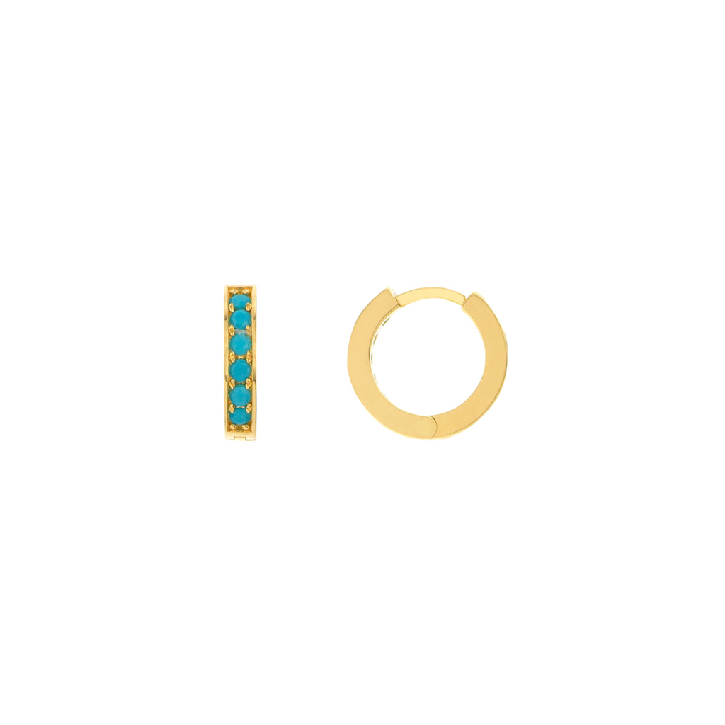 14k Turquoise Huggies