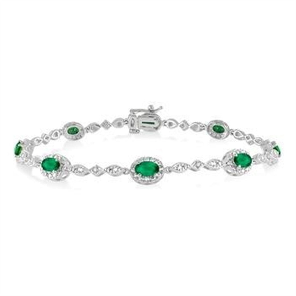 Rolland's Designs Emerald Station And Diamond Bracelet