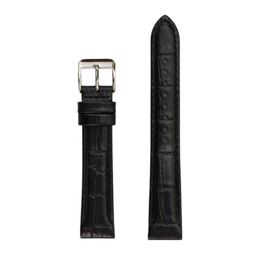 22Mm Black Leather Watch Strap