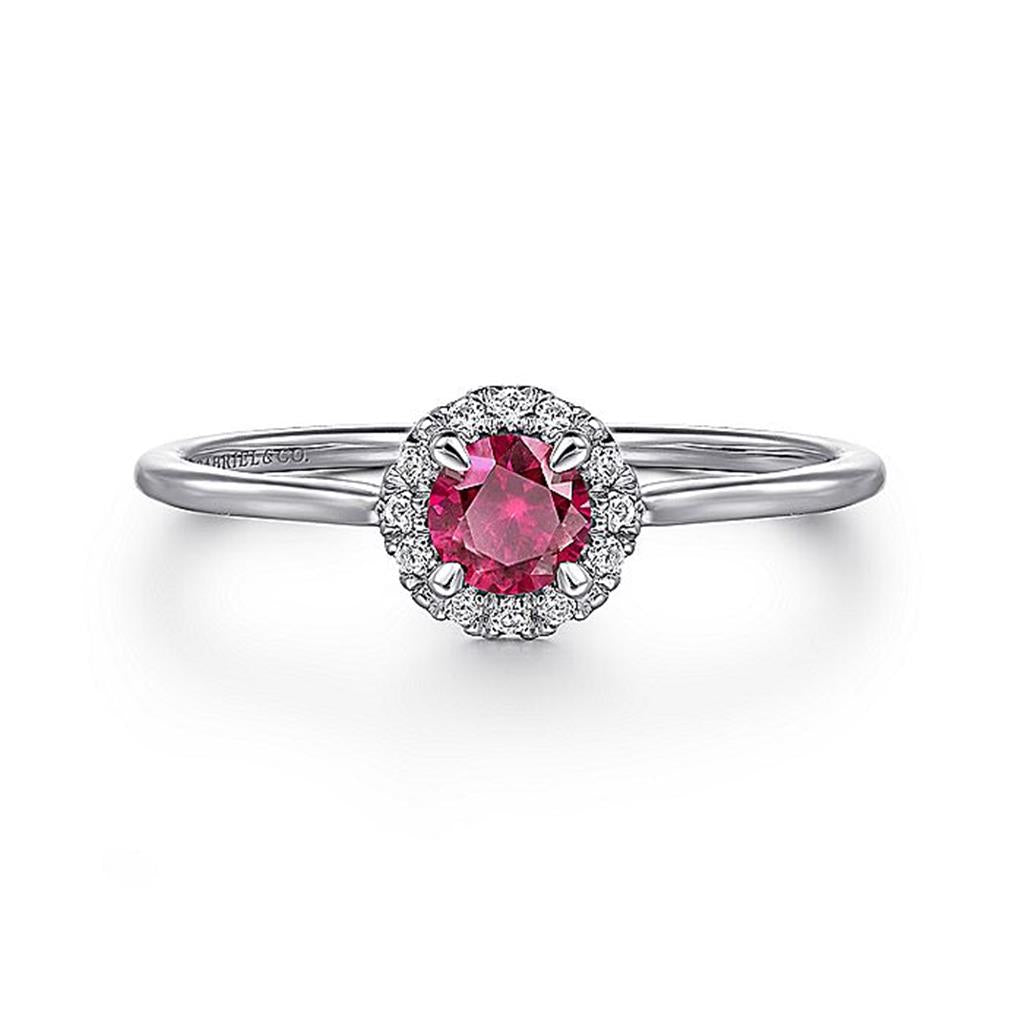 Gabriel 14Kw Diamond Halo & Ruby Ring