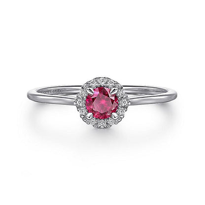 Gabriel 14Kw Diamond Halo & Ruby Ring