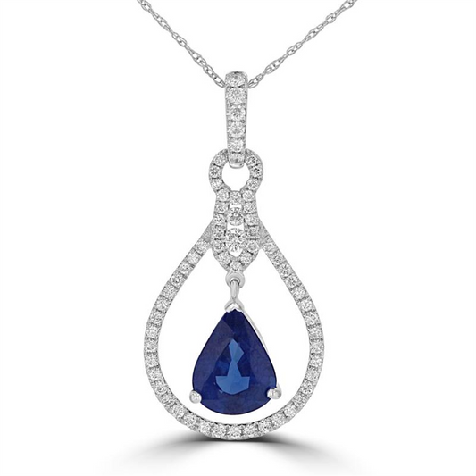 Rolland's Designs 14K White Gold Sapphire Diamond Pendant