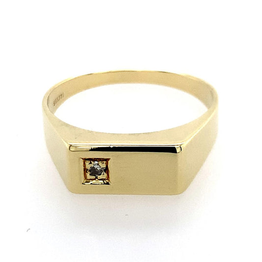 Estate 14K Signet Ring with Diamond Accents