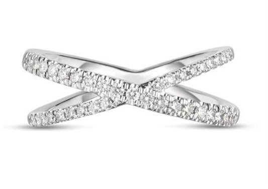 Roberto Coin 18K White Gold Diamond Criss Cross Ring