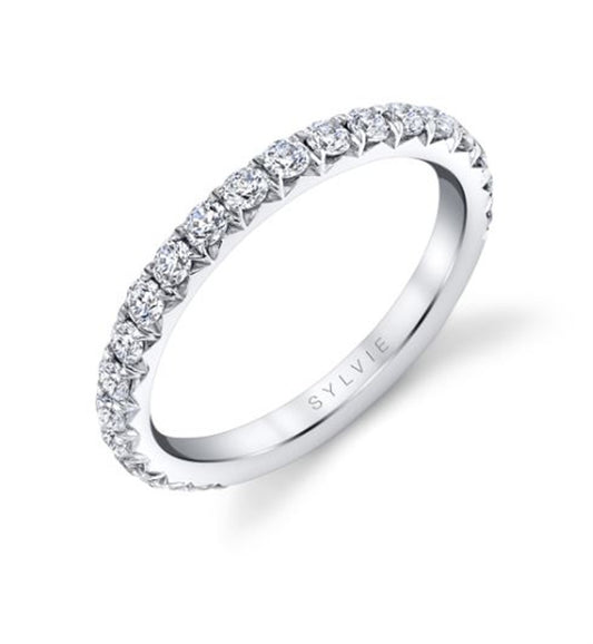 Sylvie14K White Gold Diamond Wedding Band