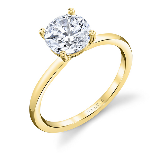 Sylvie 14K Yellow Gold Round Solitaire Semi Mount