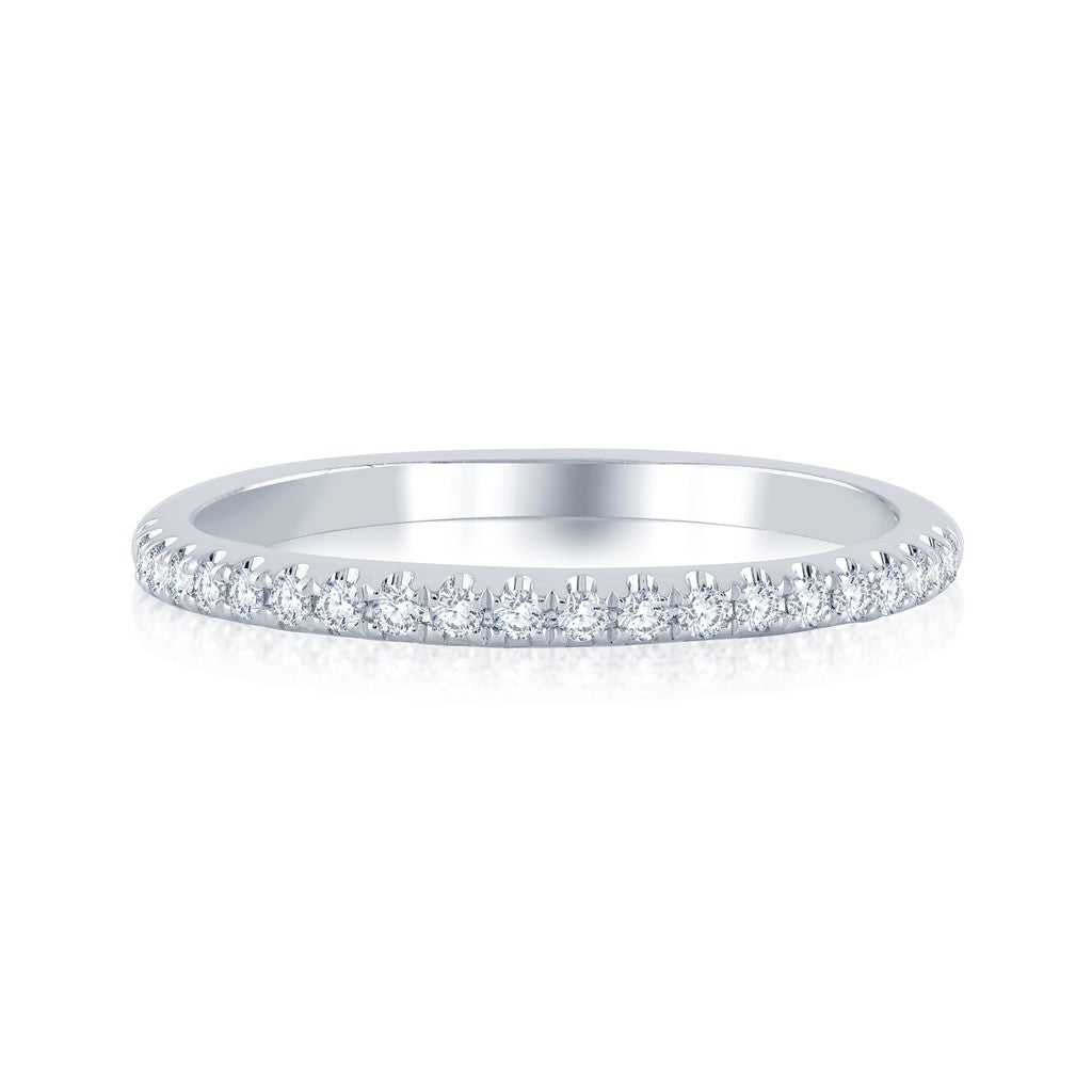 14K White Gold Diamond Wedding Band