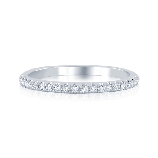 14K White Gold Diamond Wedding Band