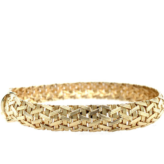 Estate 14K Wide Woven Bracelet