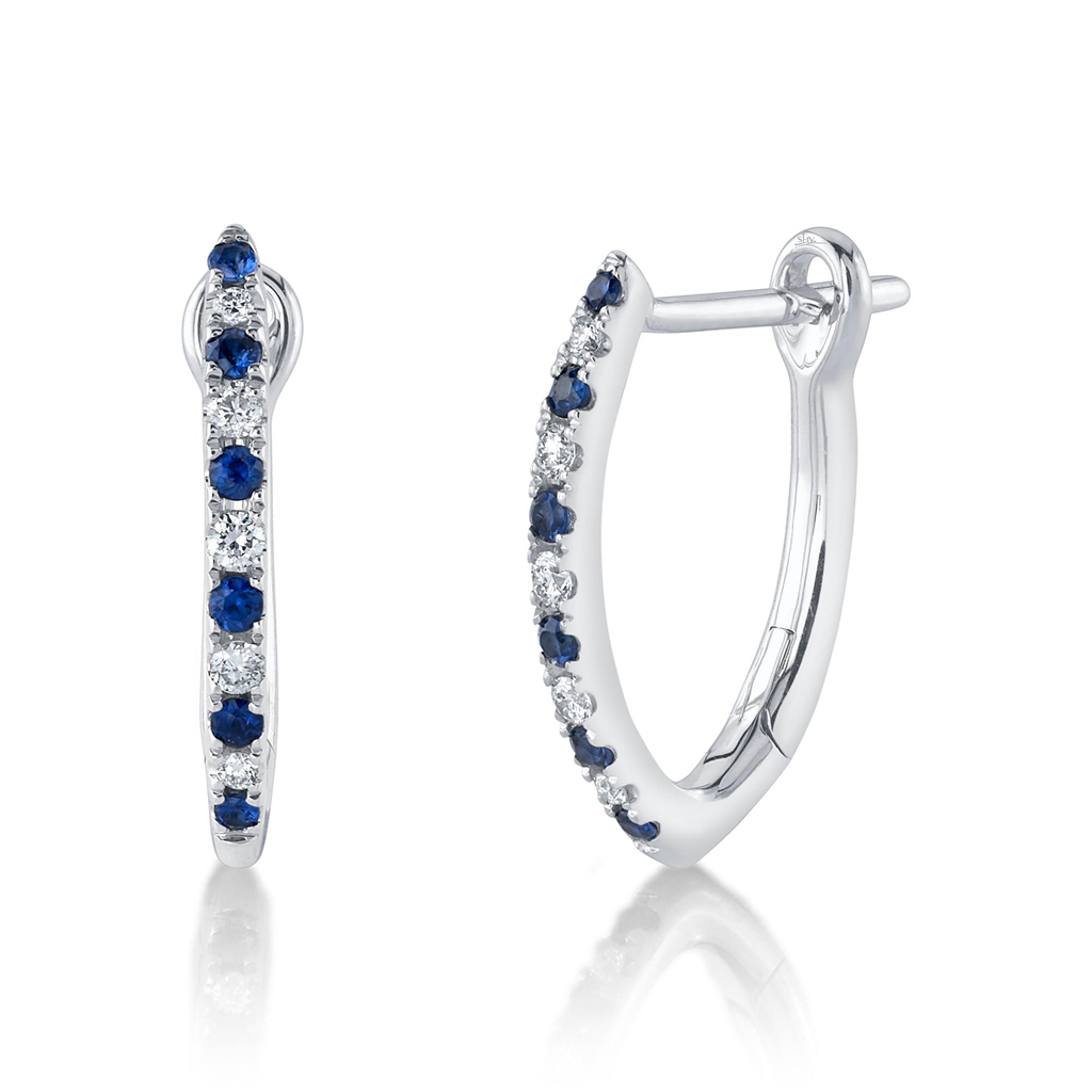 Shy Creation Diamond & Blue Sapphire Earrings