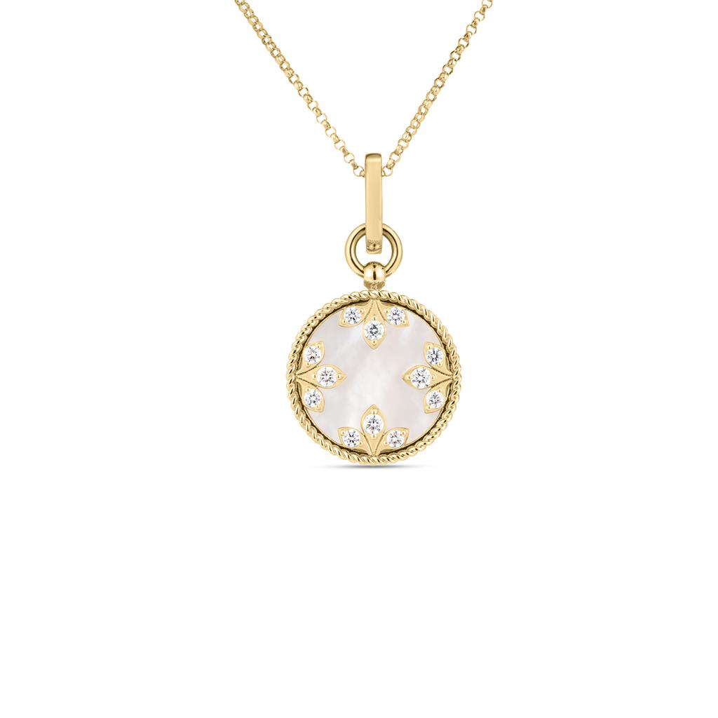 Roberto Coin 18K Venetian Medallion Medium Diamond & Mother of Pearl Pendant