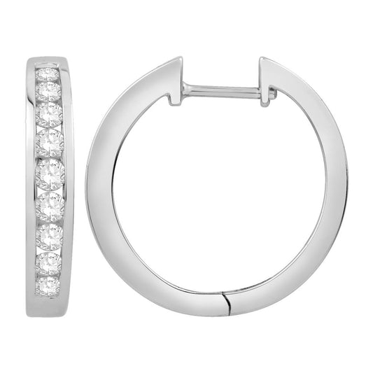 Rolland's Design White Gold Diamond Hoop Earrings