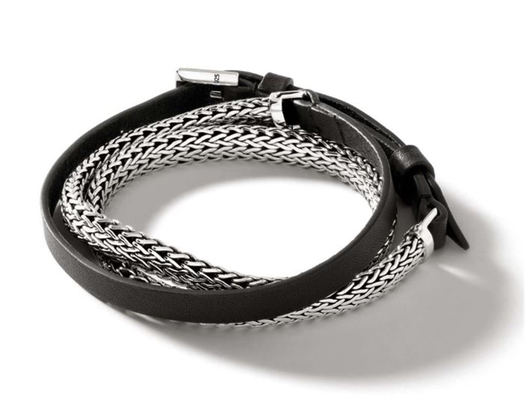 John Hardy Icon Leather Wrap Classic Chain Bracelet