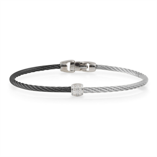 Alor Circle 18K/Ss Dia Cable Bracelet Grey/Black