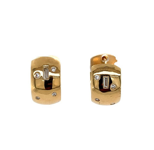 Estate 14K Yellow Gold Wide Huggies