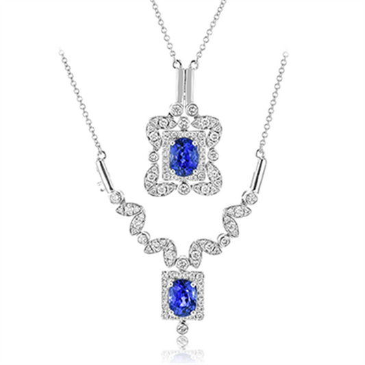 Simon G. 18K White Gold Oval Sapphire Pendant