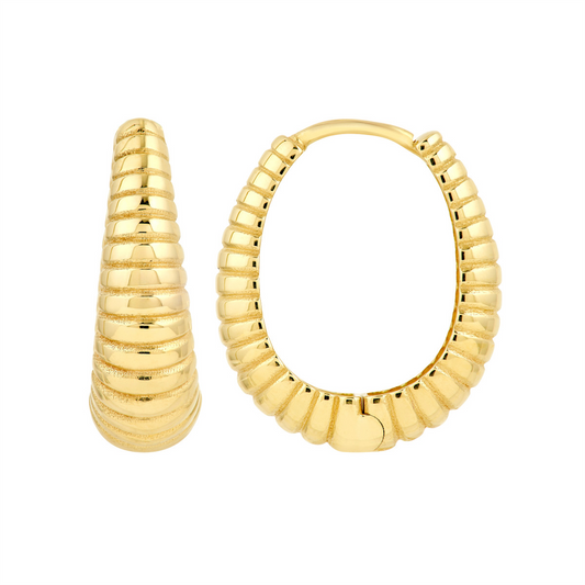 Rolland's Design Gold Graduated Shrimp Oval Hoop Earrings