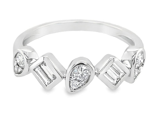 Dilamani 14K White Gold Diamond Pivoting Shape Ring