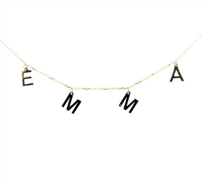 Rolland's Designs 14K Gold Hanging Initials Necklace "EMMA"