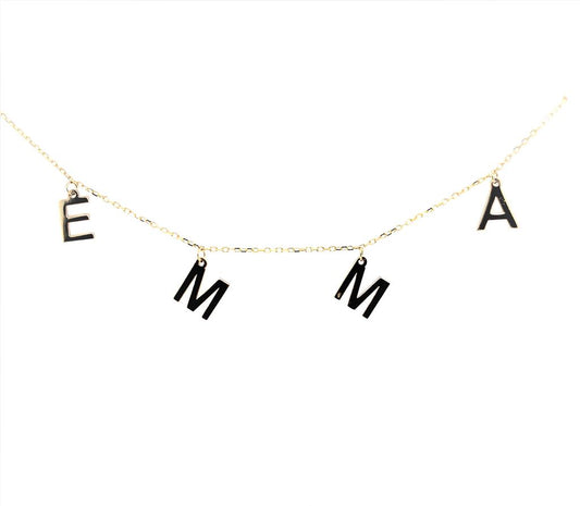 14Ky Hanging Initials Necklace "EMMA"