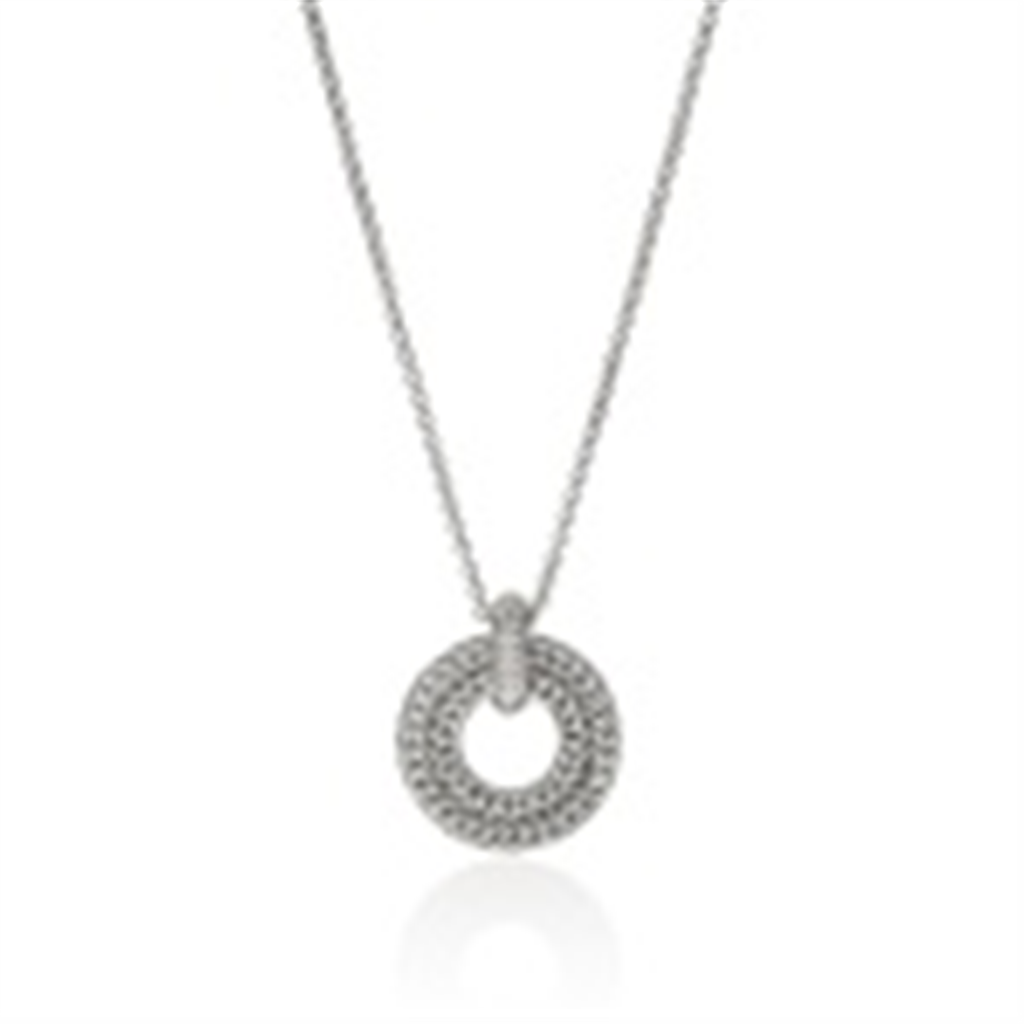 John Hardy Silver Diamond Pave Icon Link Double Circle Necklace