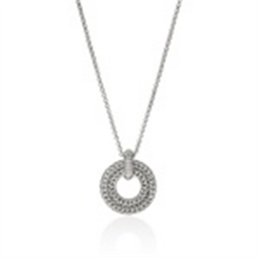 John Hardy Silver Diamond Pave Icon Link Double Circle Necklace