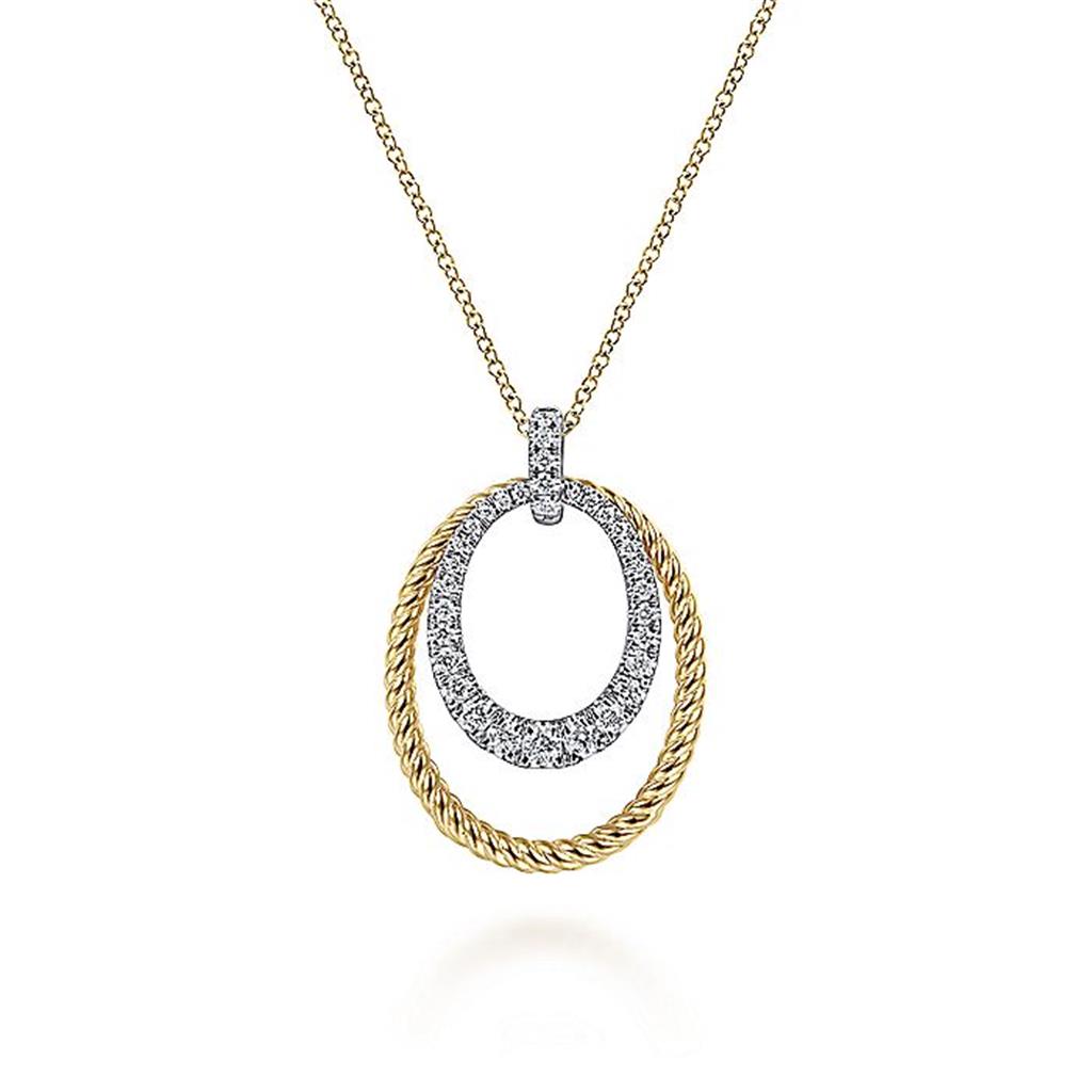 Gabriel Oval Twisted Rope & Diamond Pendant