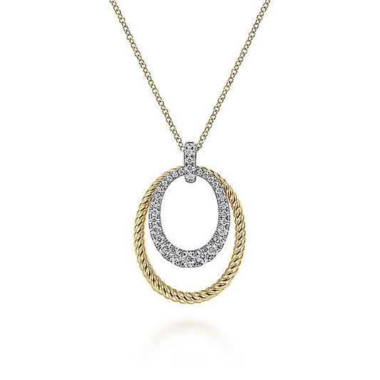 Gabriel Oval Twisted Rope & Diamond Pendant