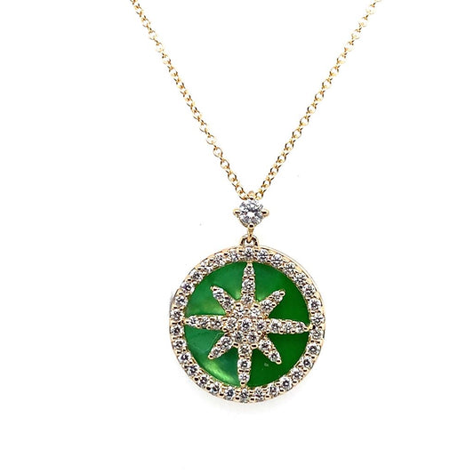 Mello Mother of Pearl & Diamond Round Pendant