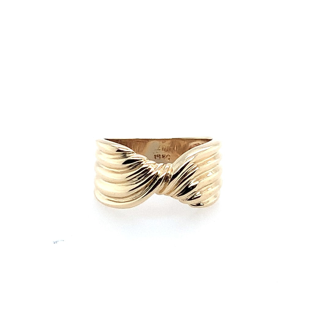 Estate 14K Yellow Gold Wide Twist Ring
