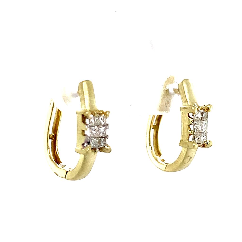 Estate 14K Gold Diamond Hoop Earrings