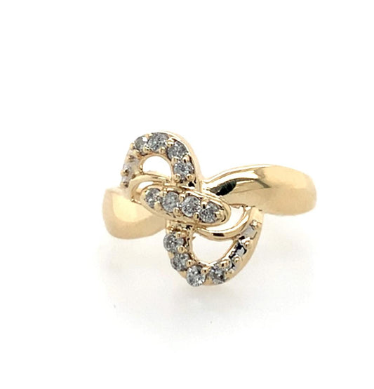 Estate 10K Gold Diamond Swirl Ring