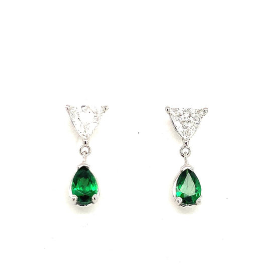 Rolland's Designs 14K White Gold Diamond & Garnet Earring