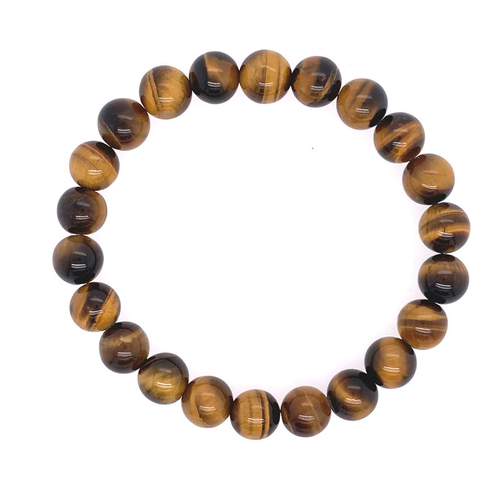 Dee Berkley 8mm Smooth Tiger Eye Beaded Bracelet