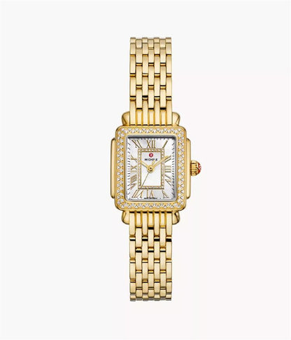 Michele Deco Madison Mini Diamond 18K Gold-Plated Watch